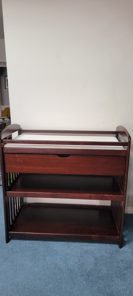 Solid Wood Baby Changing Table with Storage
