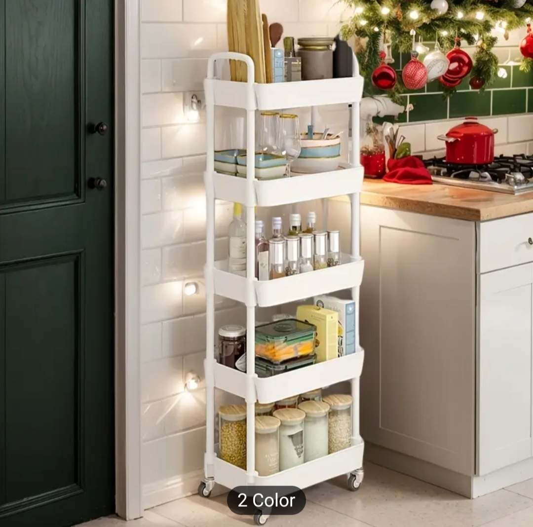 Five-Tier Rolling Storage Cart white color