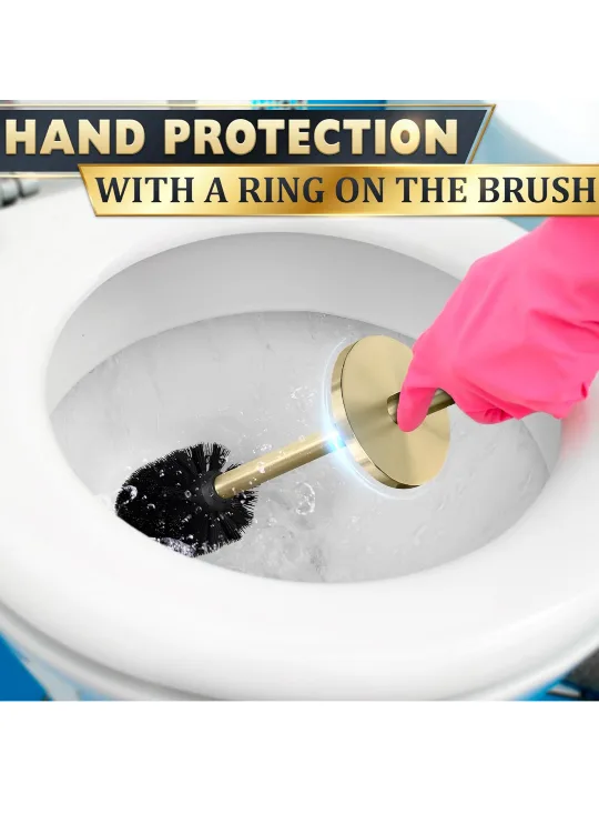 Gold Toilet Brush and Holder Set image indicator(7)