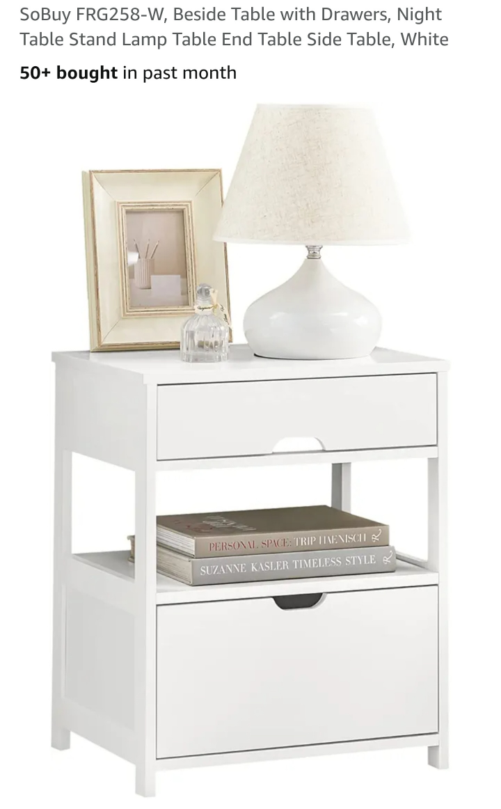 White Nightstand with Drawers