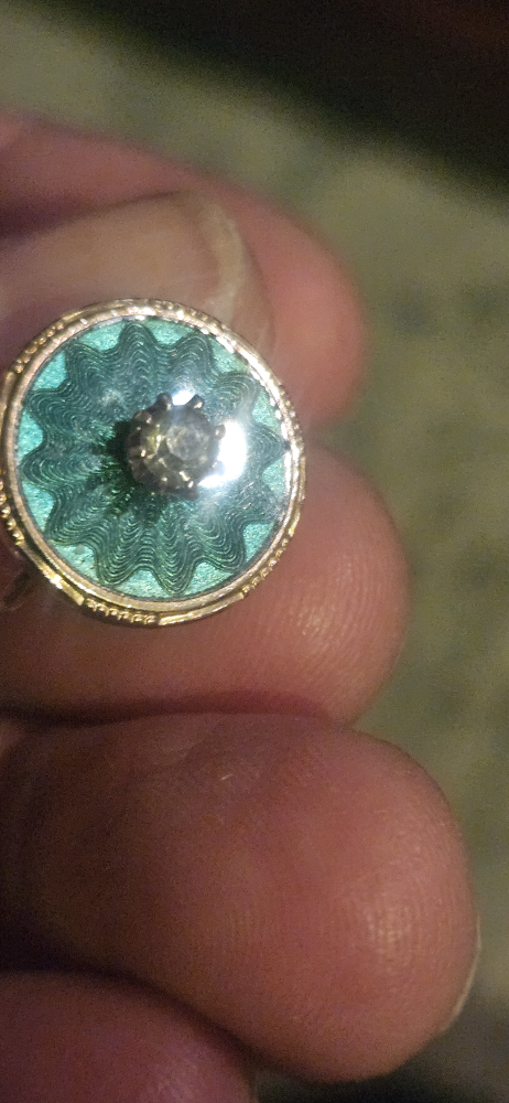 Vintage Gold Tone Green Enamel Rhinestone Clip On Earrings - photo 4