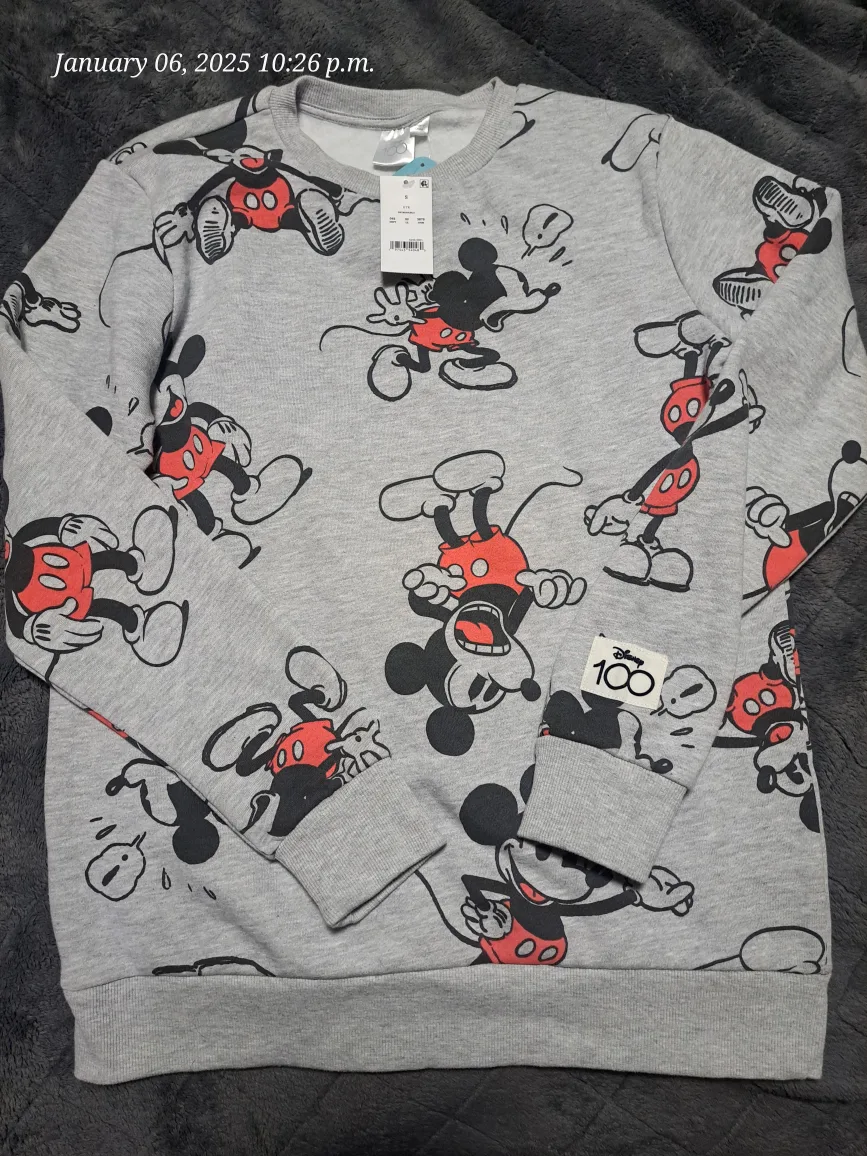Disney Unisex 100 Retro Adult Mickey Mouse Gray Sweatshirt image indicator(2)