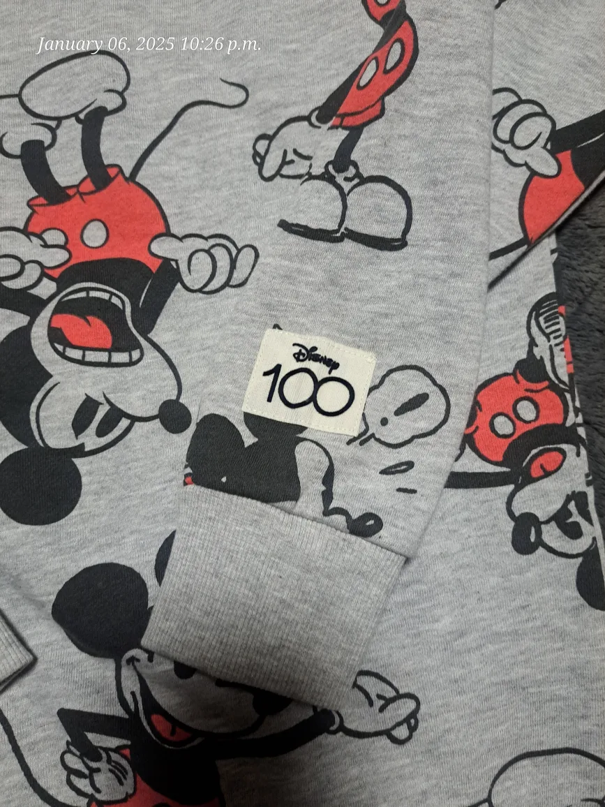 Disney Unisex 100 Retro Adult Mickey Mouse Gray Sweatshirt image indicator(3)