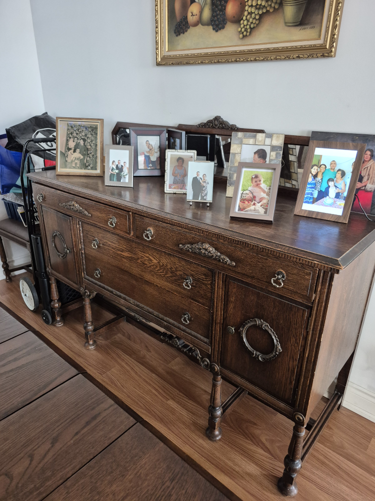 Antique Wooden Dining Table and Buffet Set
