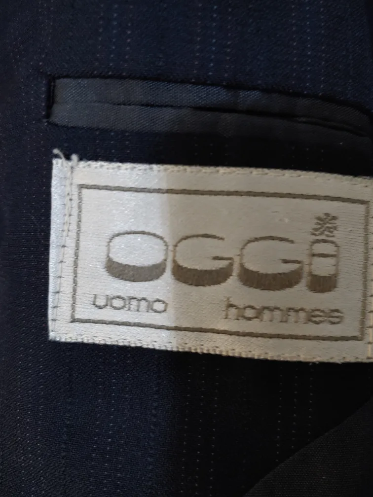 OGGA UOMO Men's Pure Virgin Wool Suit - Dark Navy Pinstripe I'm image indicator(5)