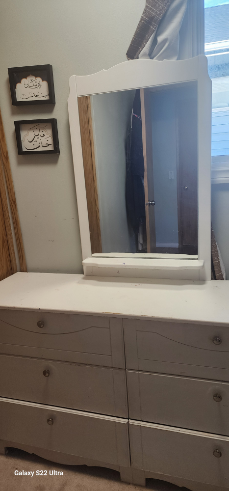 White dresser with mirror