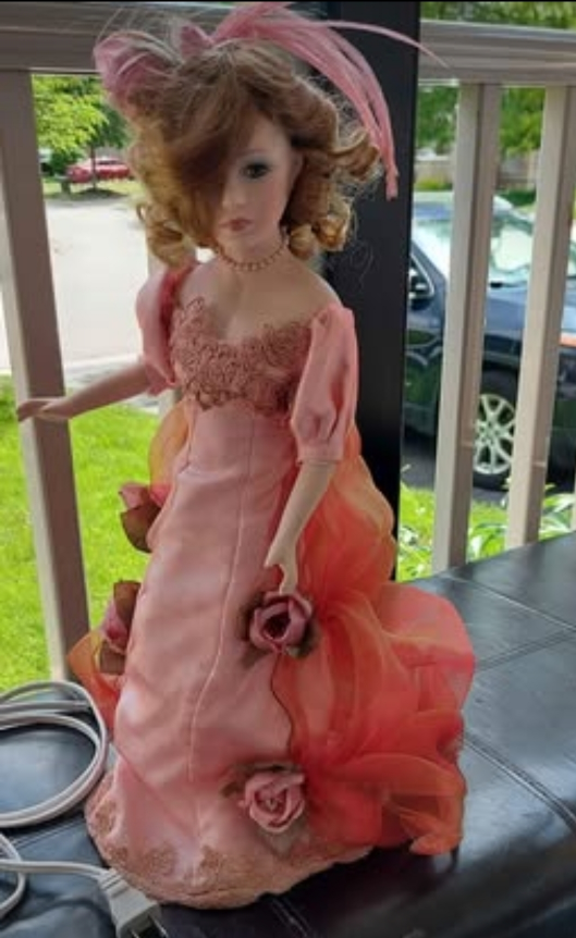 Porcelain Lamp Collectible Doll in Gown