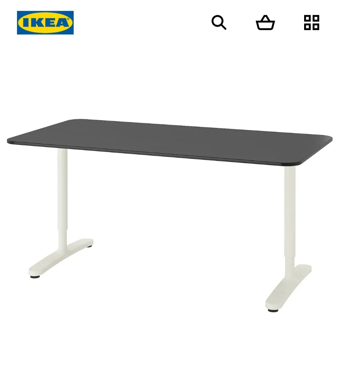IKEA BEKANT Desk - Black /White - Manual sit/stand image indicator(3)