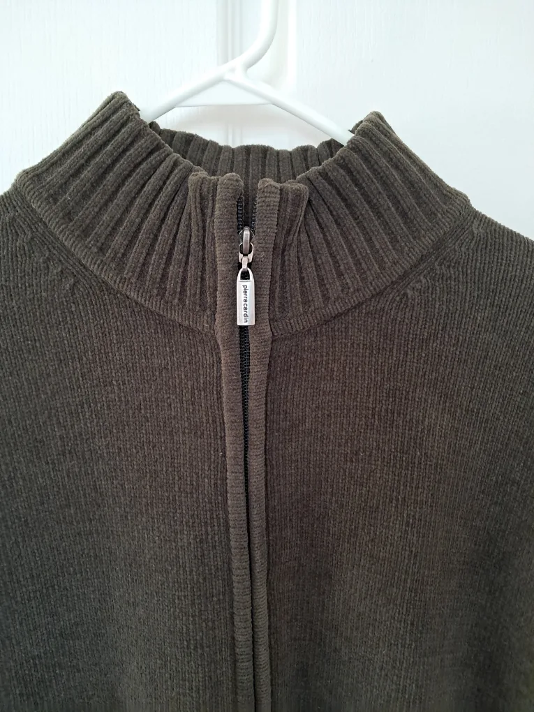 Pierre Cardin Olive Green Zip-Up Sweater image indicator(3)