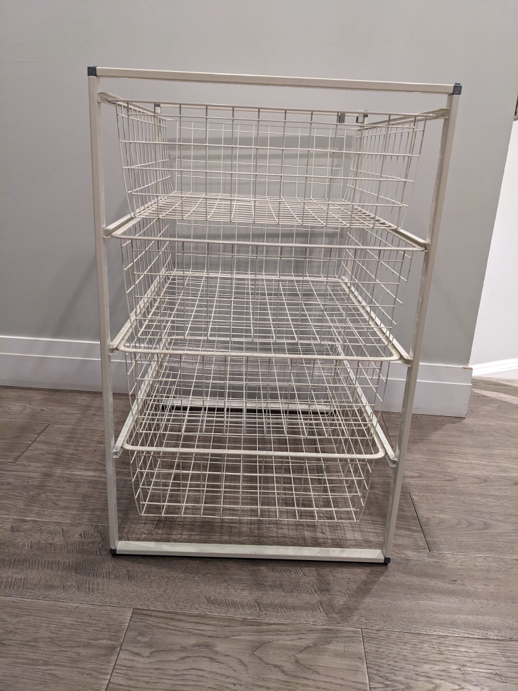 Free White Metal 4-Tier Sliding Basket Organizer