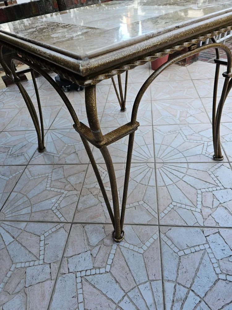 Wrought iron coffee table with marble top image indicator(2)
