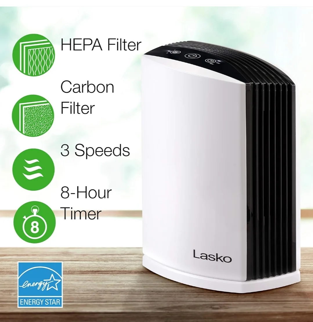 Lasko LP200 HEPA Air Purifier with Timer, 2-Stage Filtration image indicator(7)