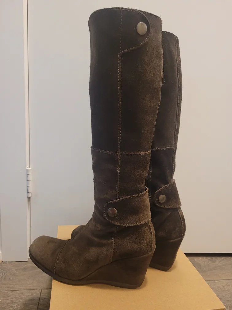 Brown Suede Wedge Boots image indicator(2)