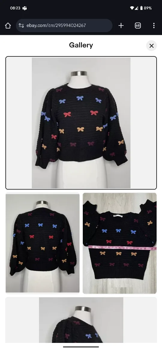 Black Bow Embroidered Sweater image indicator(2)