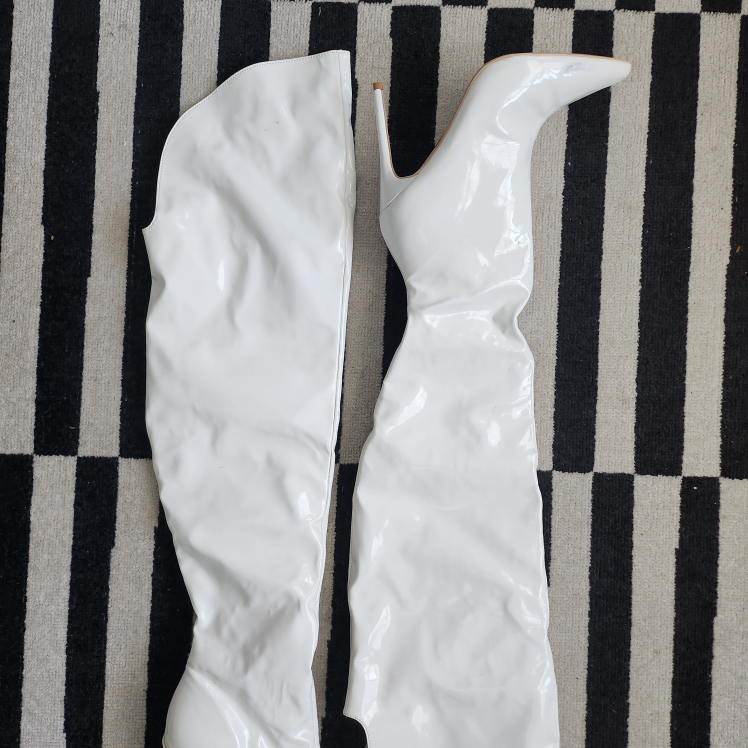 FashionNova White Patent Leather Over-the-Knee Boots - photo 3