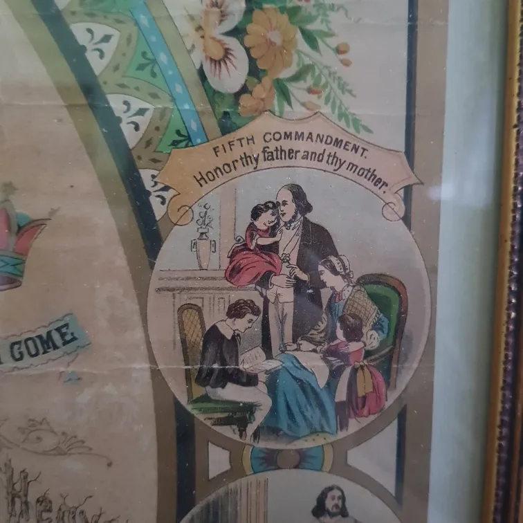 Antique Framed Our Father and Ten Commandments image indicator(3)