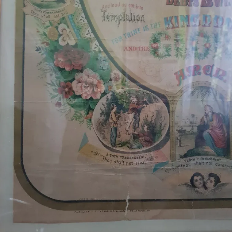 Antique Framed Our Father and Ten Commandments image indicator(6)