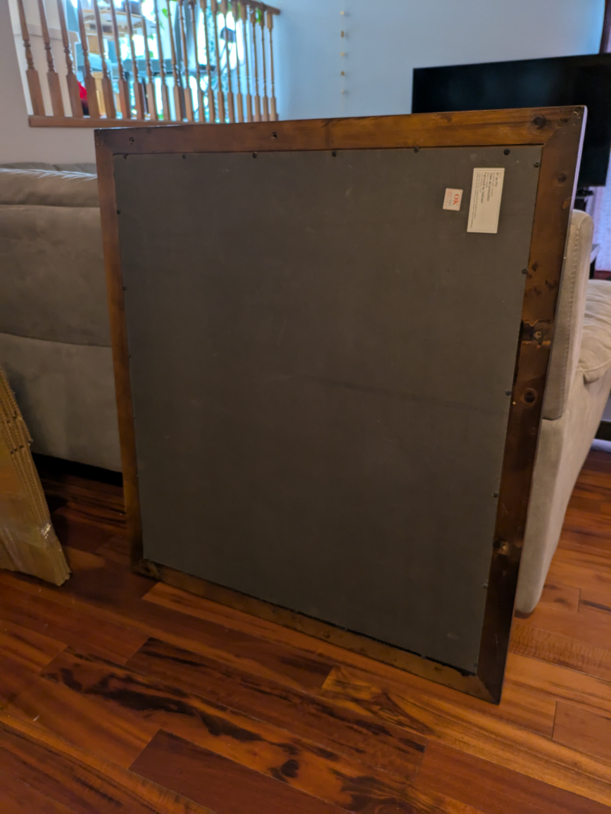 Large Square Wall Mirror with Dark Brown Frame - photo 2