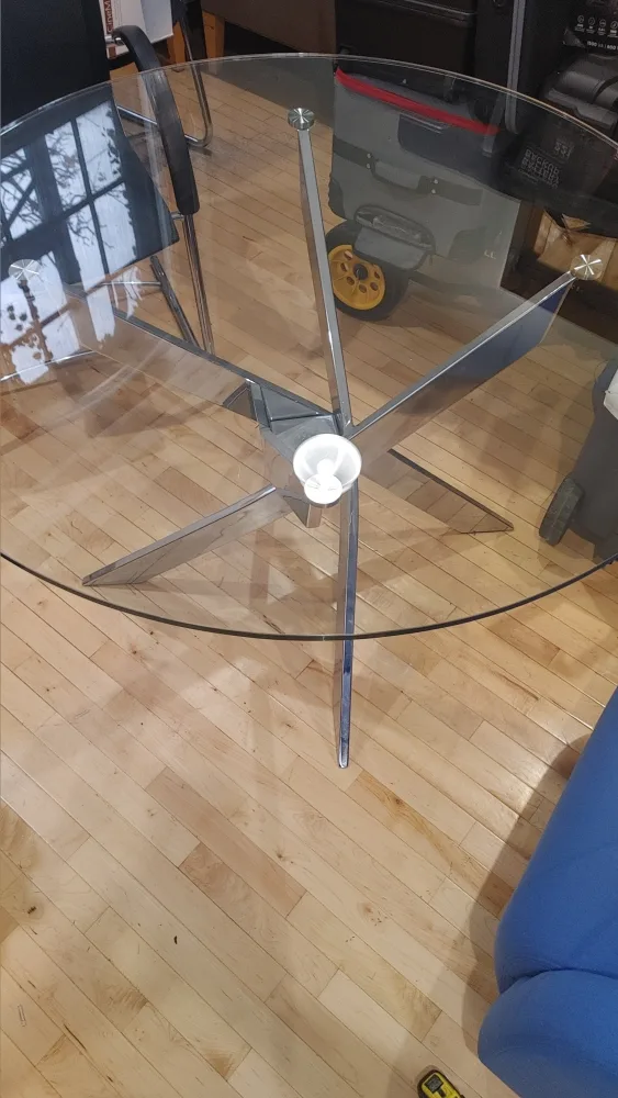 Modern Glass and Chrome Dining Table thumbnail
