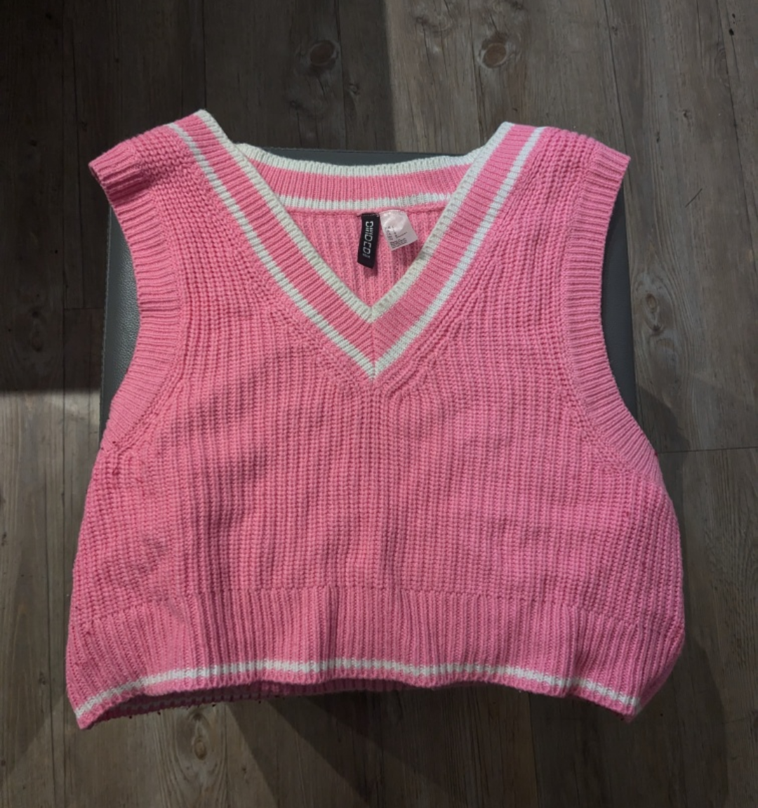 Pink Knit Sleeveless Sweater Vest