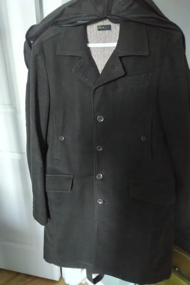 Men's greenish black wool blend overcoat BENETTON🇮🇹 image indicator(9)