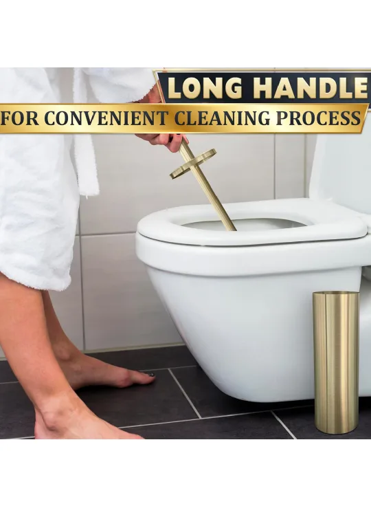 Gold Toilet Brush and Holder Set image indicator(8)