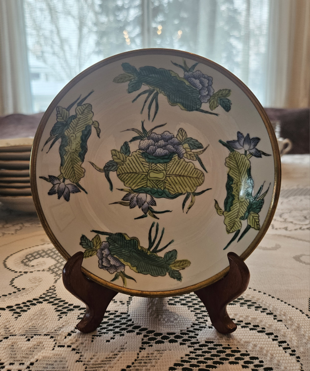Vintage Chinese Porcelain & Brass Decorative Plate - photo 2