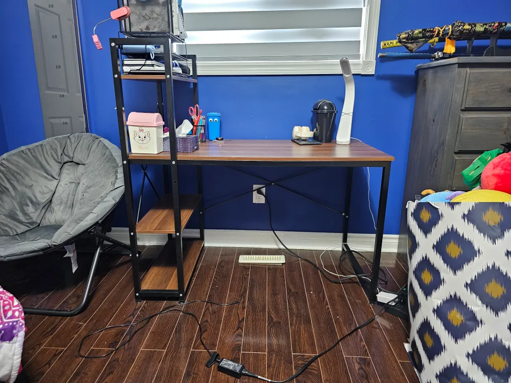 wooden desk with shelves image indicator(2)