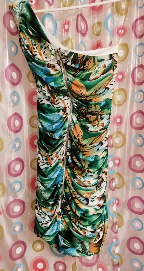 One Shoulder Tropical Print Dress image indicator(3)