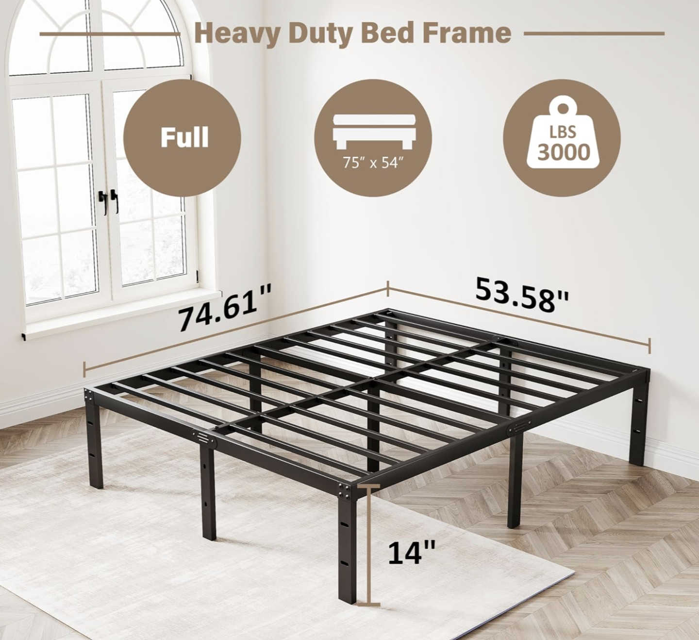 Double/Full Size Metal Bed Frame -No Box spring needed