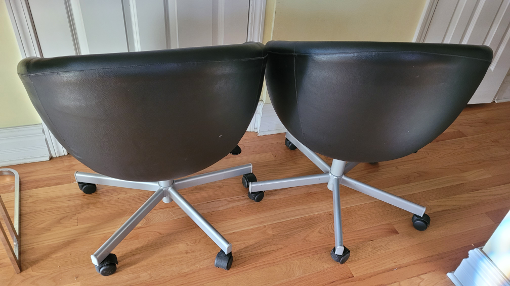 Pair of IKEA Black Swivel Rolling Chairs - photo 2