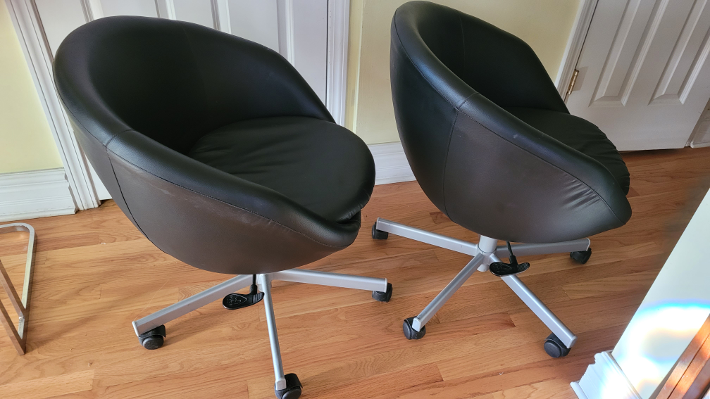 Pair of IKEA Black Swivel Rolling Chairs - photo 3