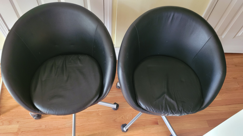Pair of IKEA Black Swivel Rolling Chairs - photo 4