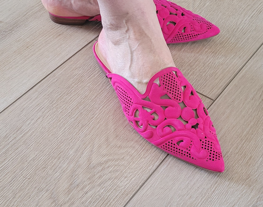 Vince Camuto Pink Laser Cut Mules - Size 10M