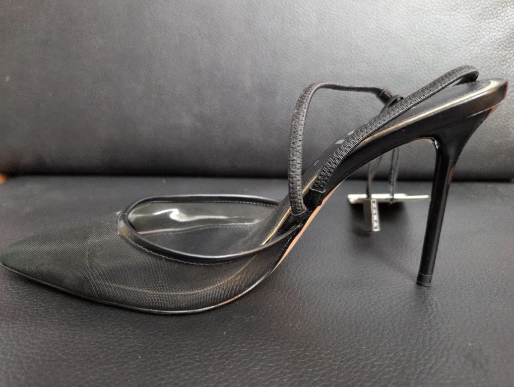 Zara High Heels - Black Mesh Slingback Heels - Size 41 image indicator(3)