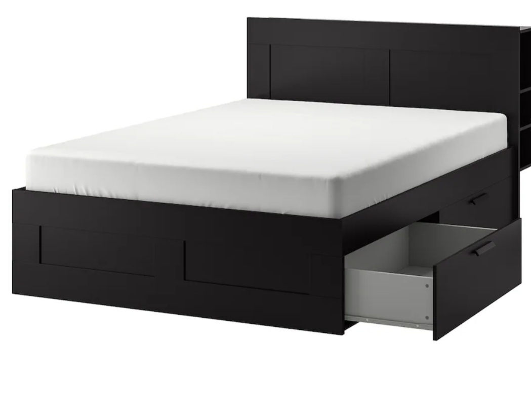 IKEA BRIMNES Queen Bed Frame with Storage - Black