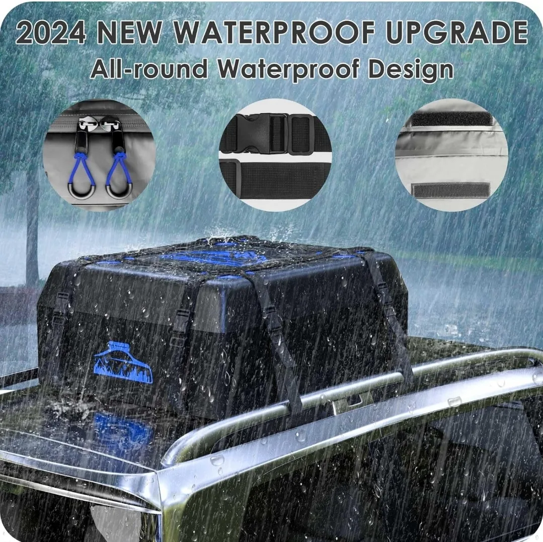 Roof Cargo Carrier 15 Cubic/425 L, 700D Waterproof w/ 6 Straps image indicator(3)