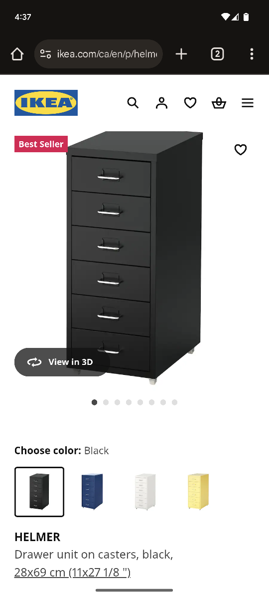 IKEA HELMER 7-Drawer Storage Unit - Black