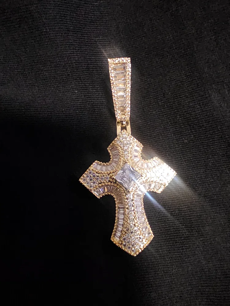 Gold Iced Out Cross Pendant image indicator(2)