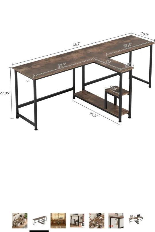 2 Seater Computer Desk with Storage image indicator(2)