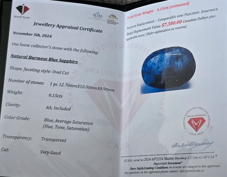 6.15ct Natural Burmese Blue Sapphire Oval Cut Loose Gemstone image indicator(3)