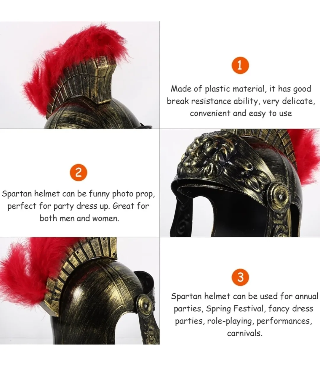 Roman Centurion Cosplay Helmet – Gladiator Warrior Costume Prop image indicator(3)