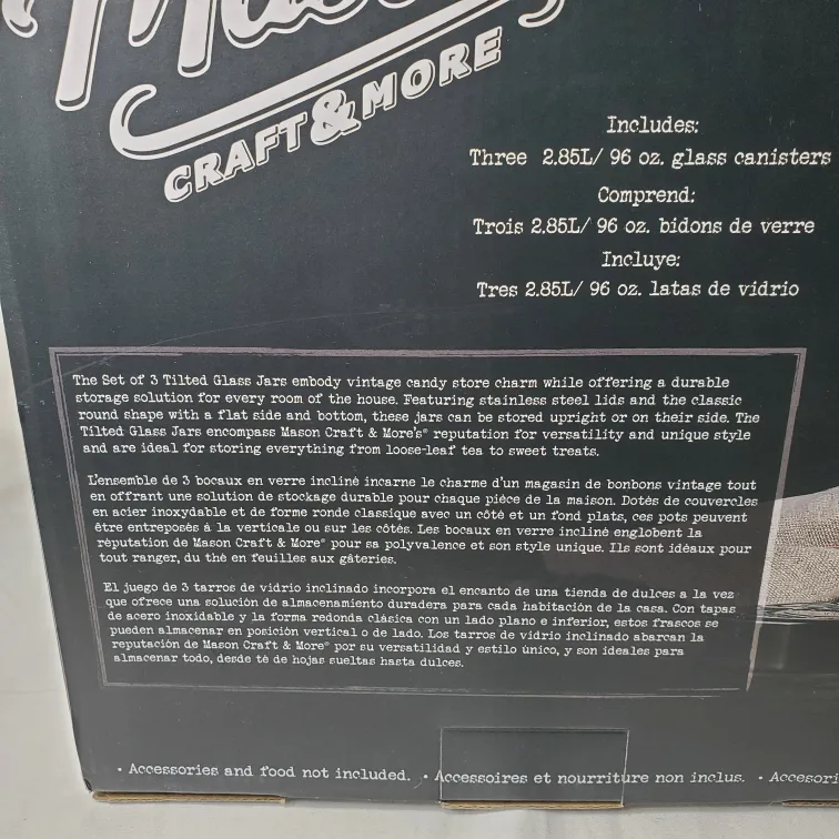 Mason Craft & More Set of 3 Tilted Glass Jars image indicator(8)