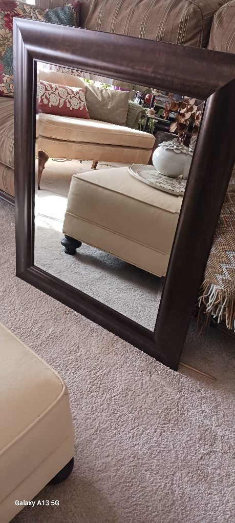 Leaning Mirror with Dark Brown Frame