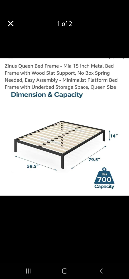 Zinus Queen Bed Frame - Mia 15 inch Metal Bed Frame