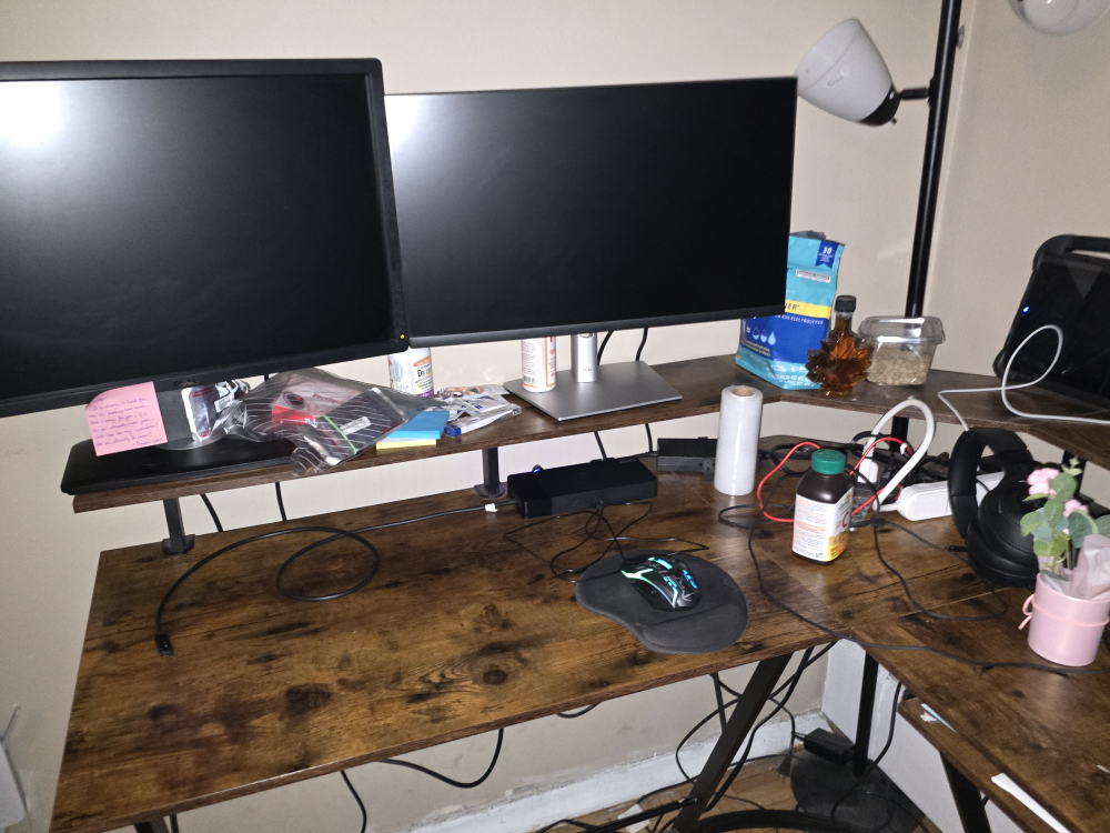Large L-Shaped Computer Desk with Two-Tier Shelf - photo 2
