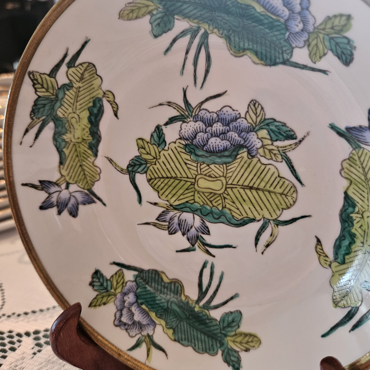 Vintage Chinese Porcelain & Brass Decorative Plate - photo 4