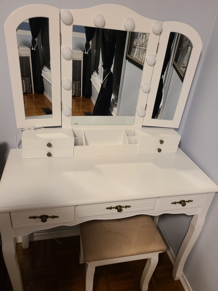 Vanity mirror with Tri-Folding Mirror & Lights