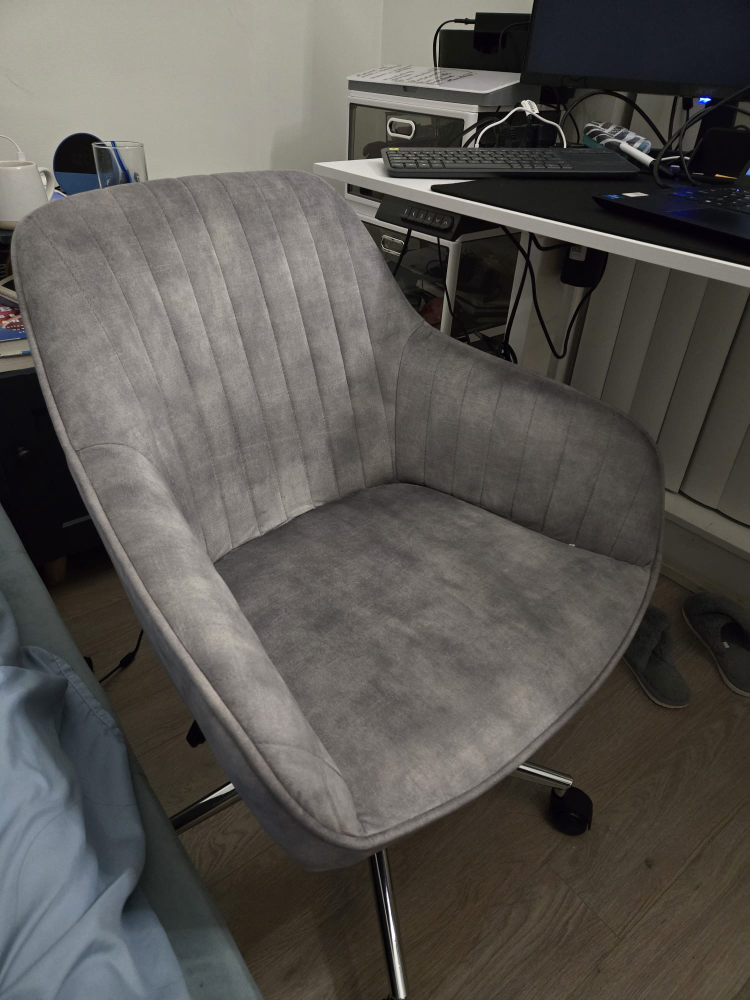 Structube Grey Velvet Office Chair