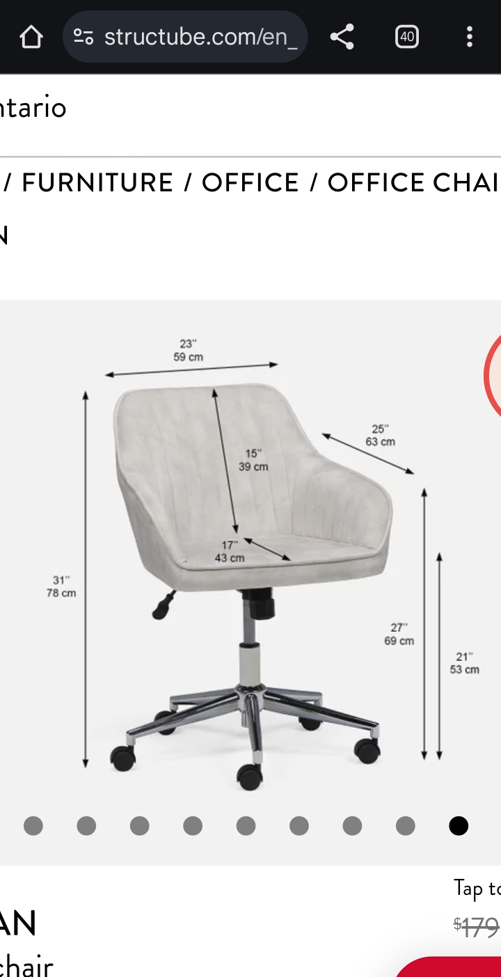 Structube Grey Velvet Office Chair - photo 3